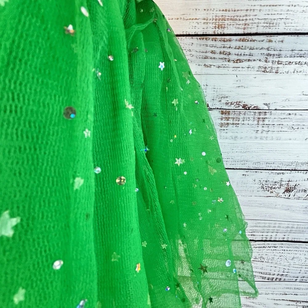 Kelly Green Tulle Skirt‎ Sparkles Tutu Festive Petticoat Whimsical Girl's OSFM